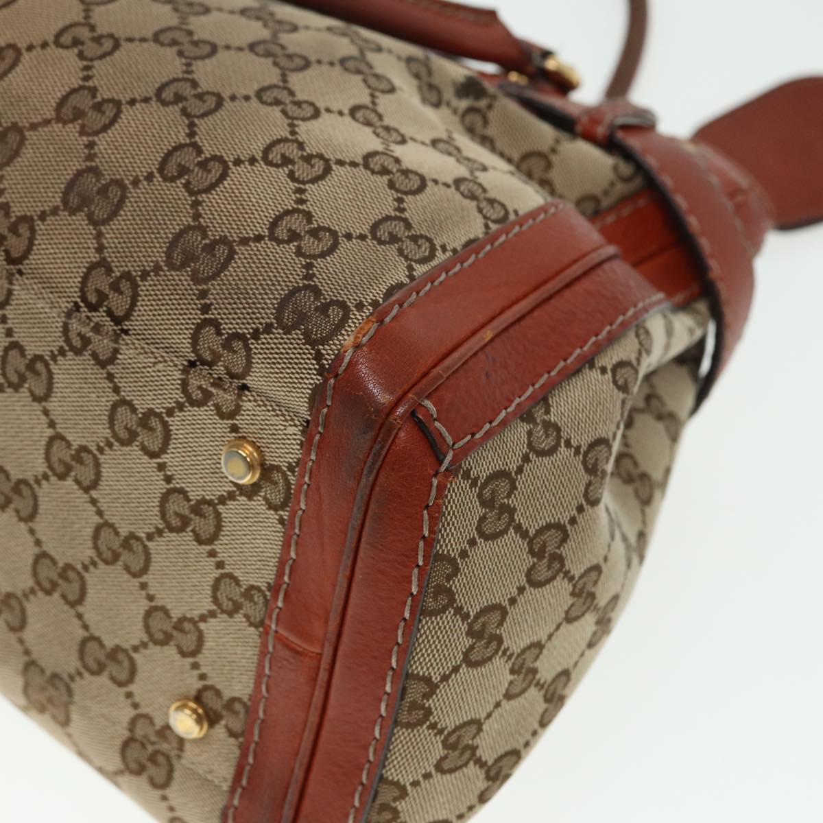 GUCCI GG Canvas Hand Bag Beige 247183 Auth 79179