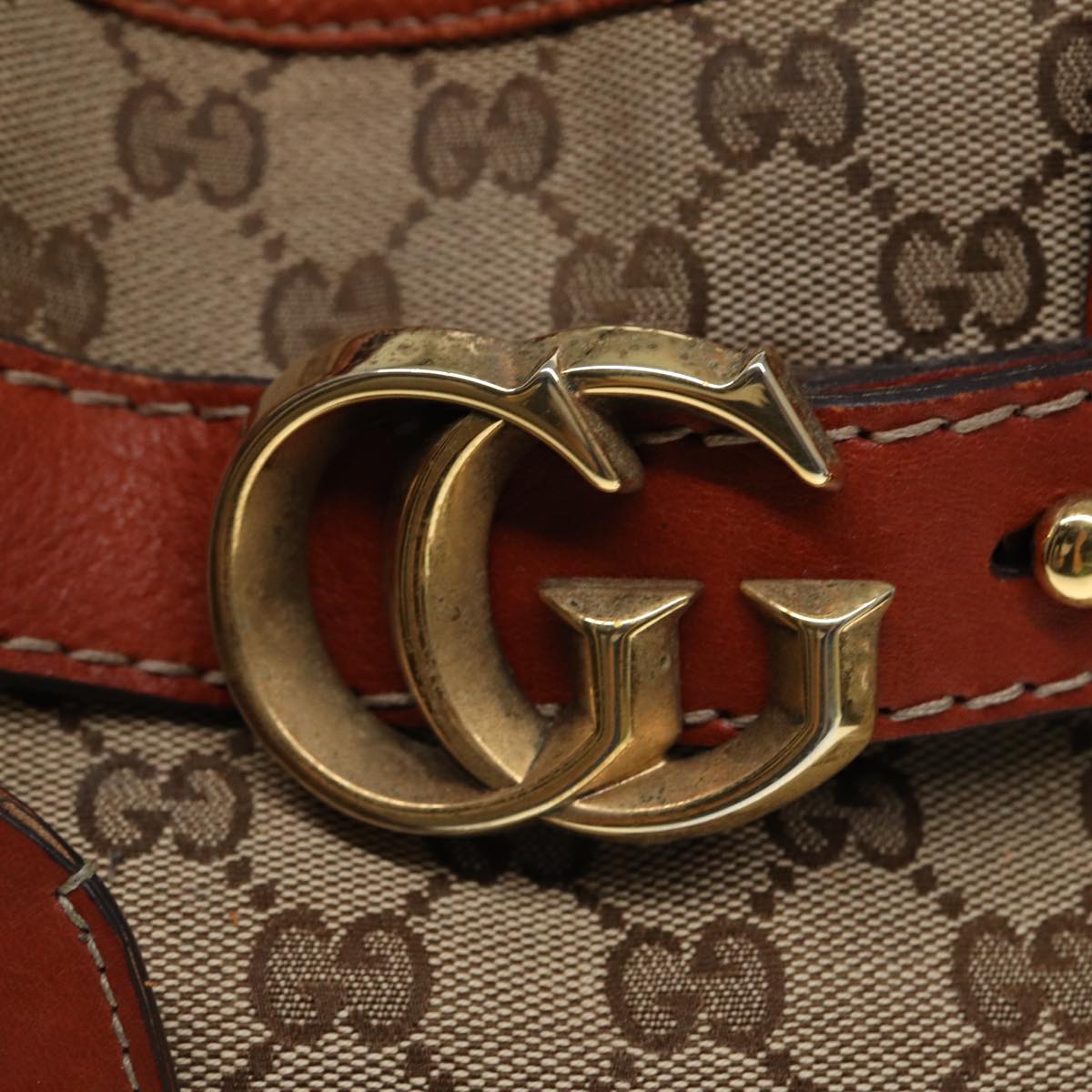 GUCCI GG Canvas Hand Bag Beige 247183 Auth 79179