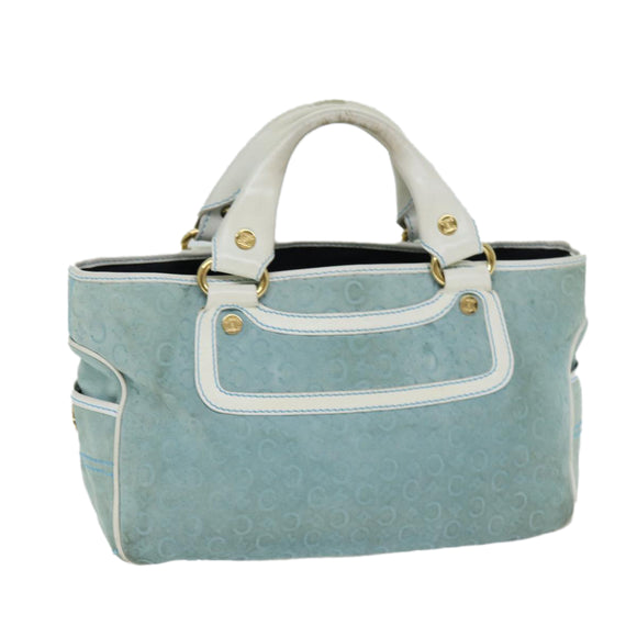 CELINE Hand Bag Suede Blue Auth 79185
