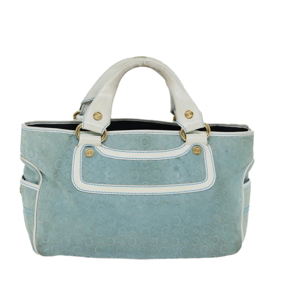 CELINE Hand Bag Suede Blue Auth 79185