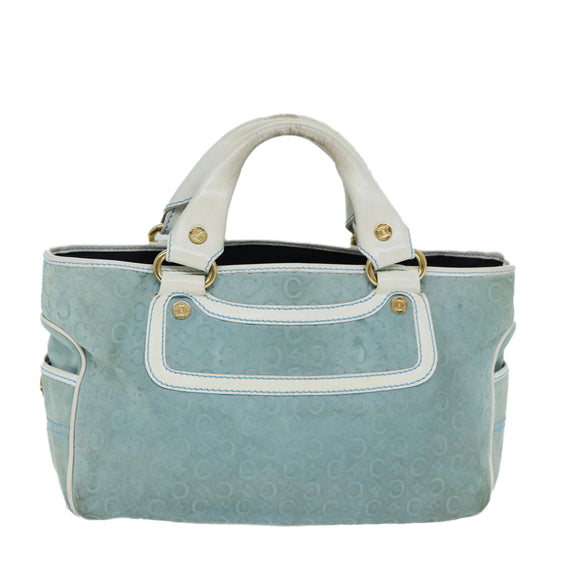CELINE Hand Bag Suede Blue Auth 79185