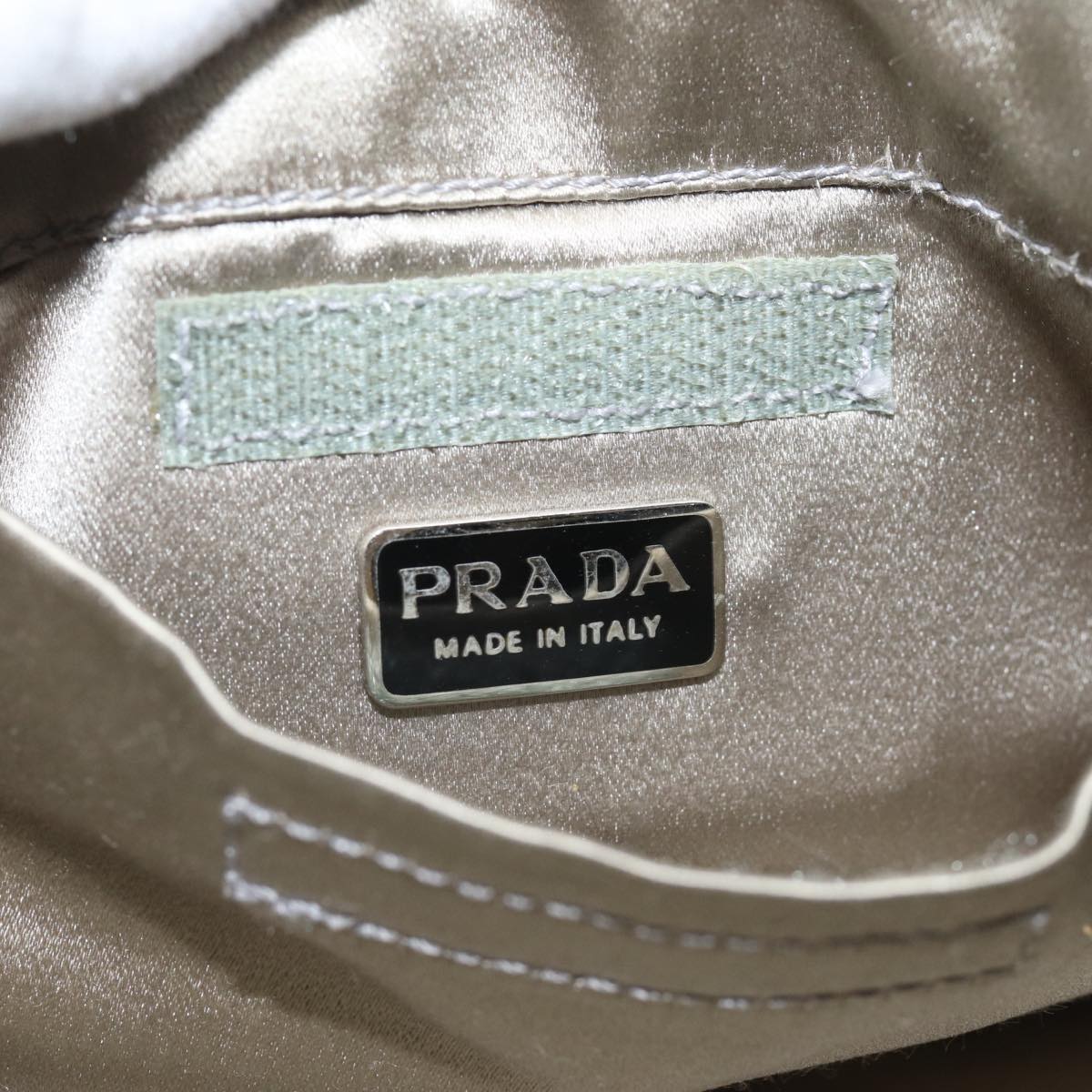 PRADA Hand Bag Nylon Silver Auth 79203