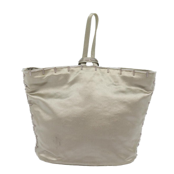 PRADA Hand Bag Nylon Silver Auth 79203