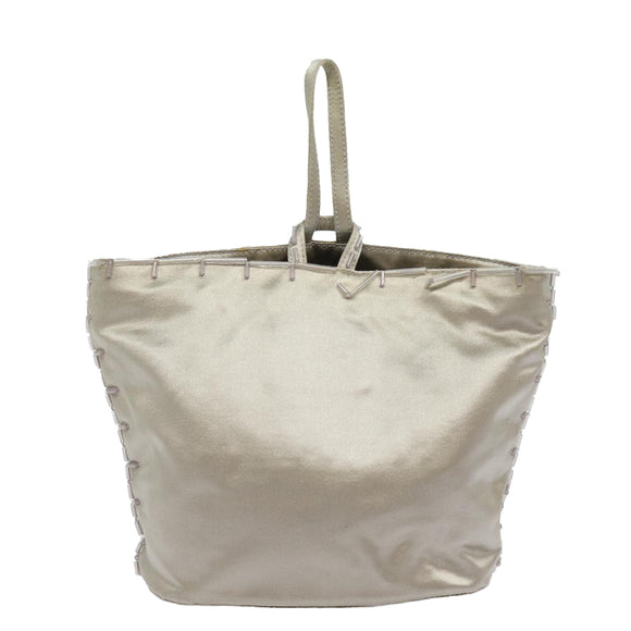 PRADA Hand Bag Nylon Silver Auth 79203