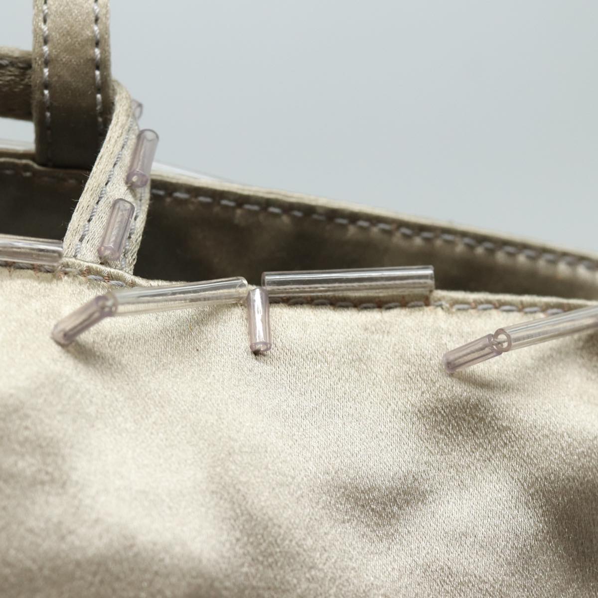 PRADA Hand Bag Nylon Silver Auth 79203