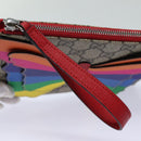 GUCCI GG Supreme Butterfly Clutch Bag PVC Beige 550781 Auth 79205V-8