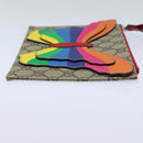 GUCCI GG Supreme Butterfly Clutch Bag PVC Beige 550781 Auth 79205V-4