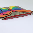 GUCCI GG Supreme Butterfly Clutch Bag PVC Beige 550781 Auth 79205V-5