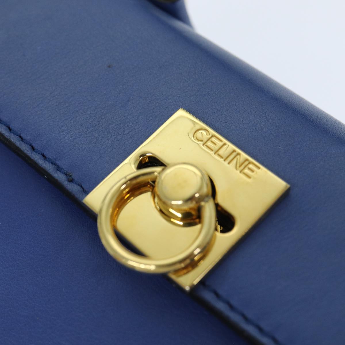 CELINE Hand Bag Leather Blue Auth 79208