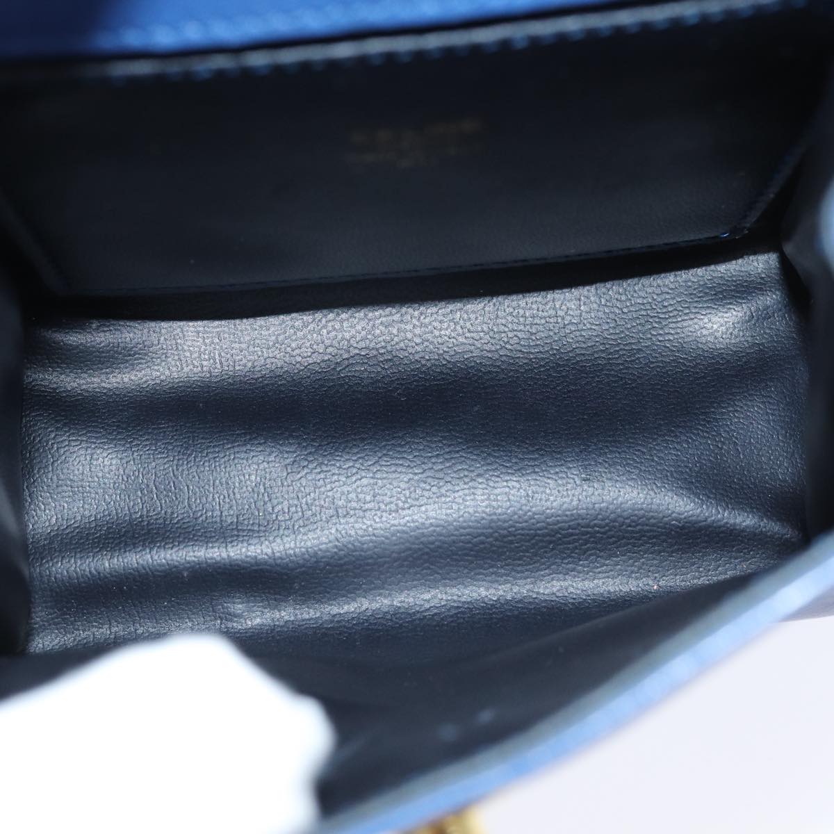 CELINE Hand Bag Leather Blue Auth 79208