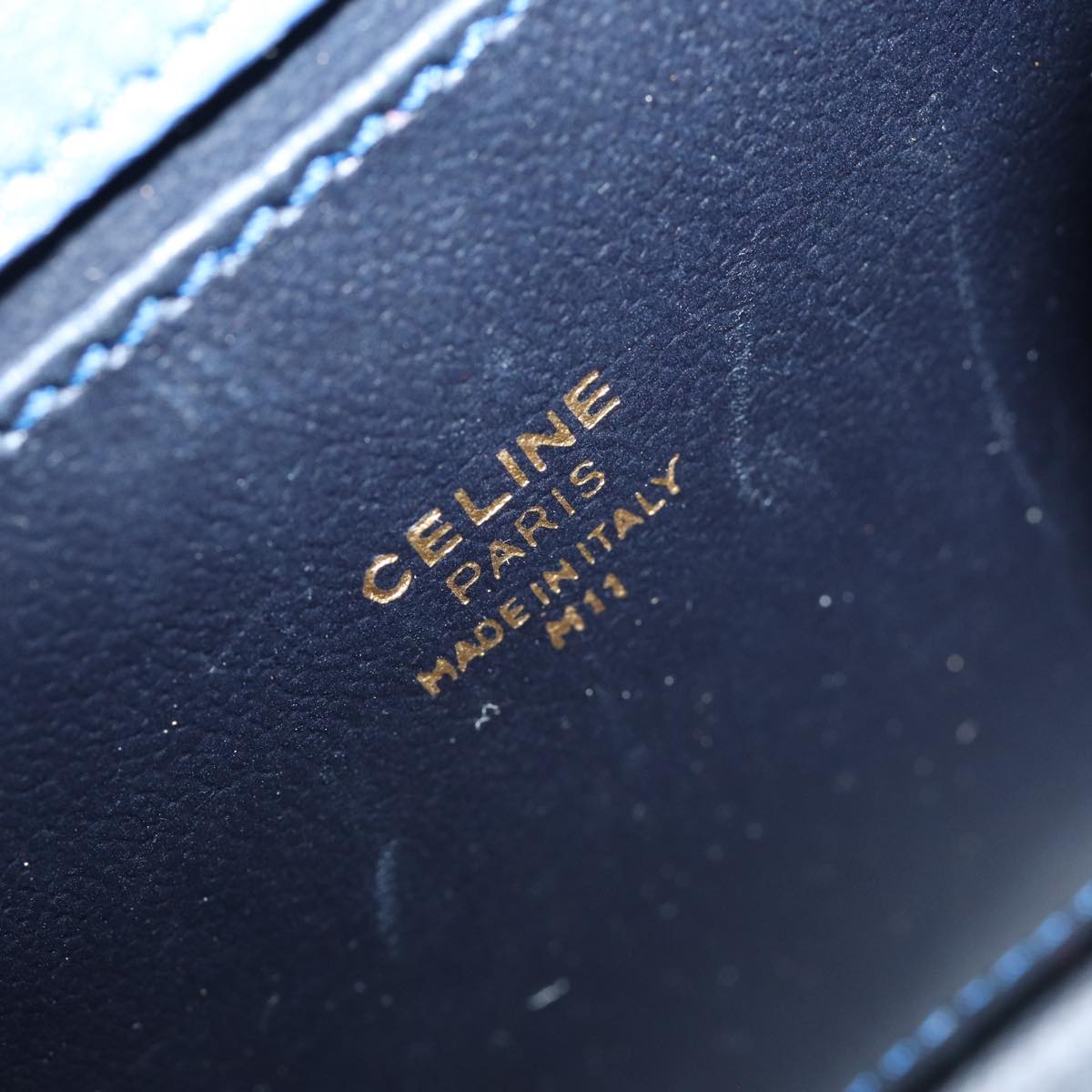 CELINE Hand Bag Leather Blue Auth 79208