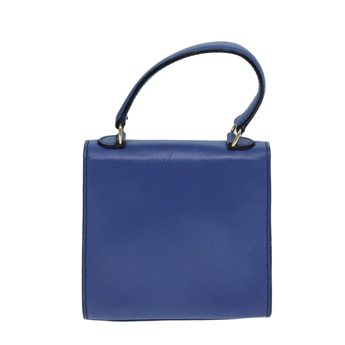 CELINE Hand Bag Leather Blue Auth 79208 - 0