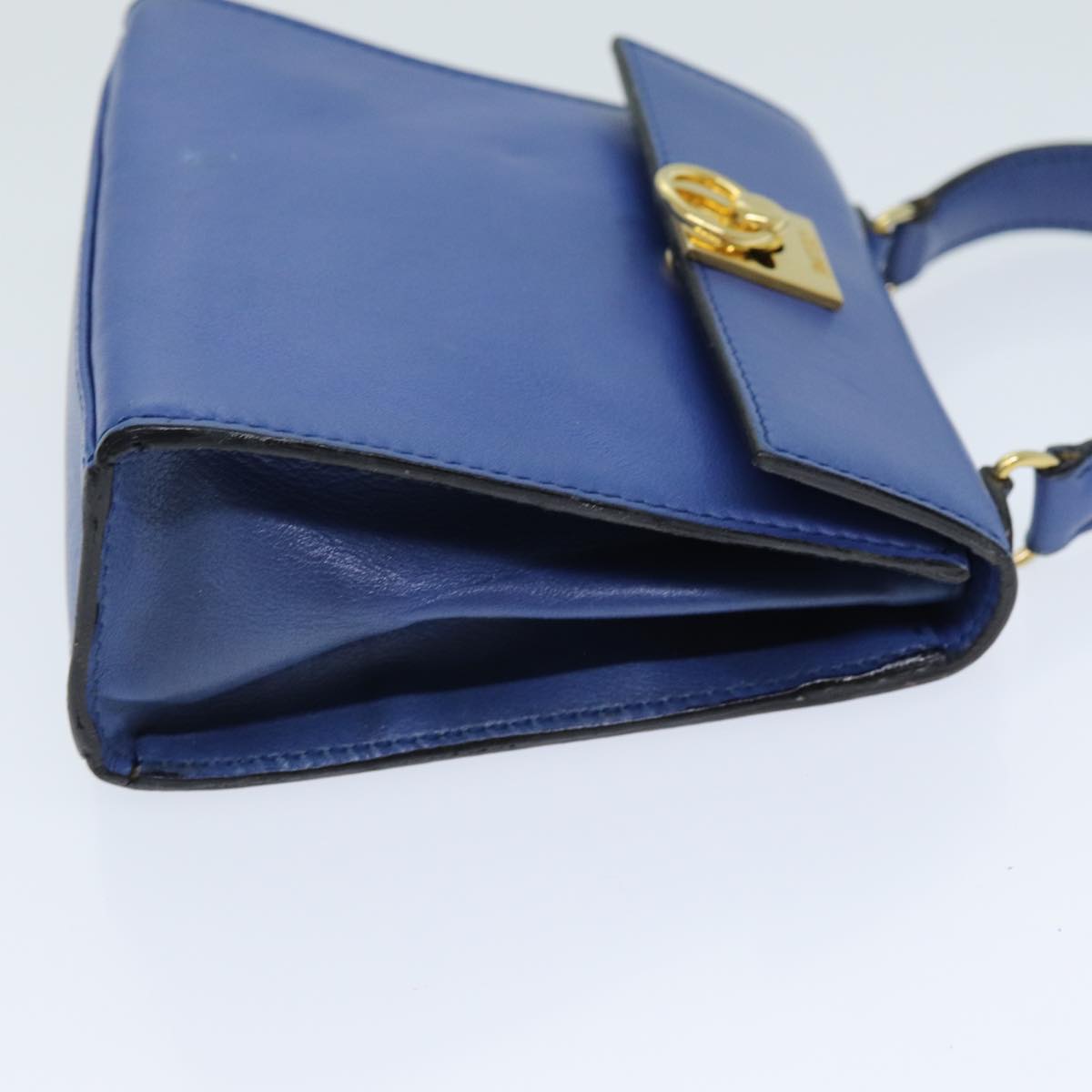 CELINE Hand Bag Leather Blue Auth 79208