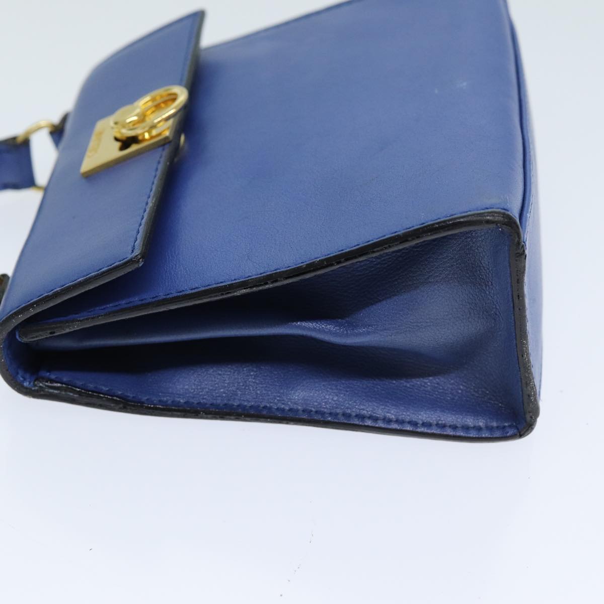 CELINE Hand Bag Leather Blue Auth 79208