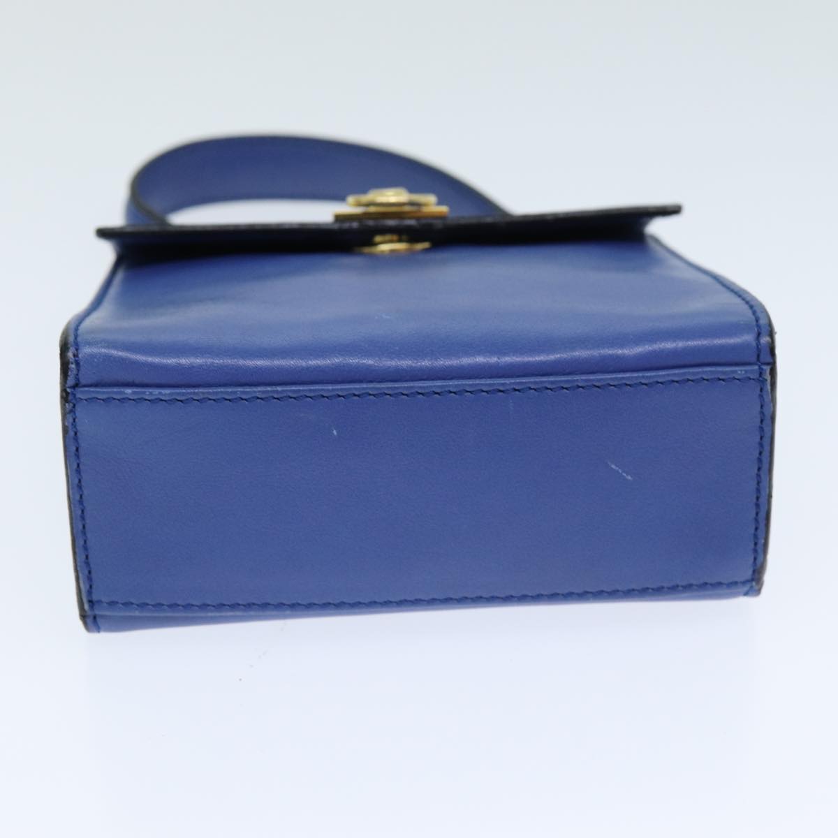 CELINE Hand Bag Leather Blue Auth 79208