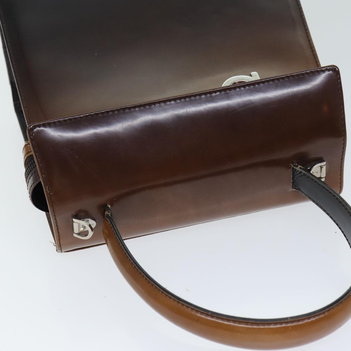 Salvatore Ferragamo Hand Bag Leather 2way Brown Auth 79209