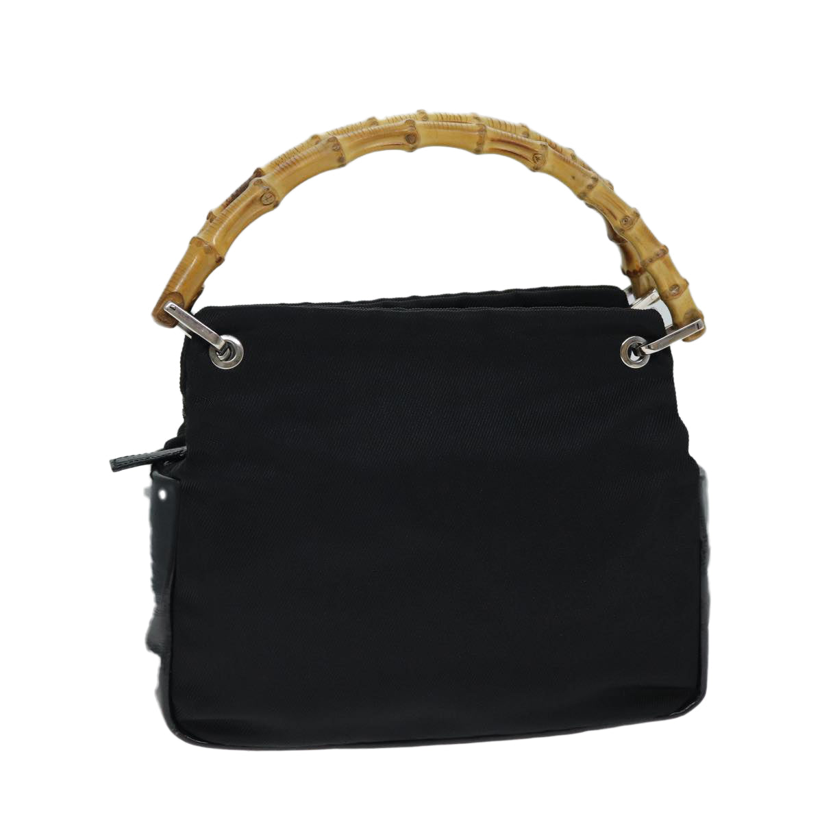 GUCCI Bamboo Hand Bag Nylon Black 000 1014 0575 5 Auth 79211