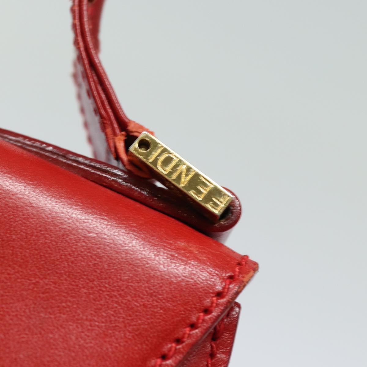 FENDI Hand Bag Leather Red Auth 79213