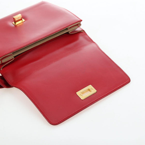 FENDI Hand Bag Leather Red Auth 79213