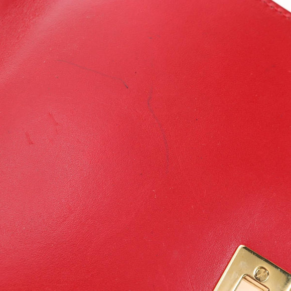 FENDI Hand Bag Leather Red Auth 79213