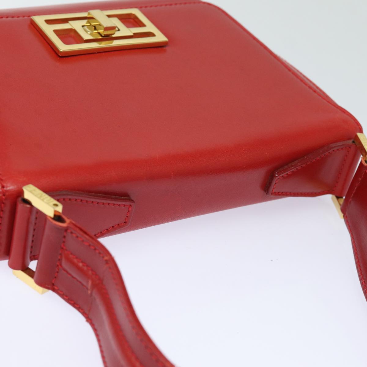 FENDI Hand Bag Leather Red Auth 79213