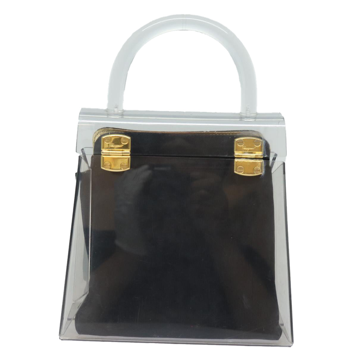 Salvatore Ferragamo Gancini Hand Bag plastic Clear Auth 79216