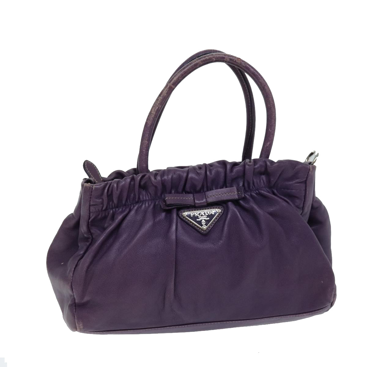 PRADA Hand Bag Leather Purple Auth 79217 Brand Street Tokyo