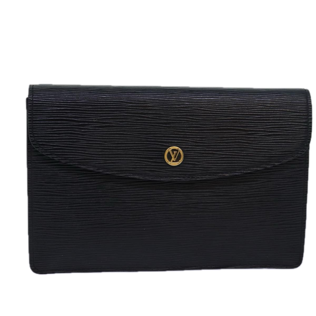 LOUIS VUITTON Epi Montaigne 23 Clutch Bag Black M52662 LV Auth 79228