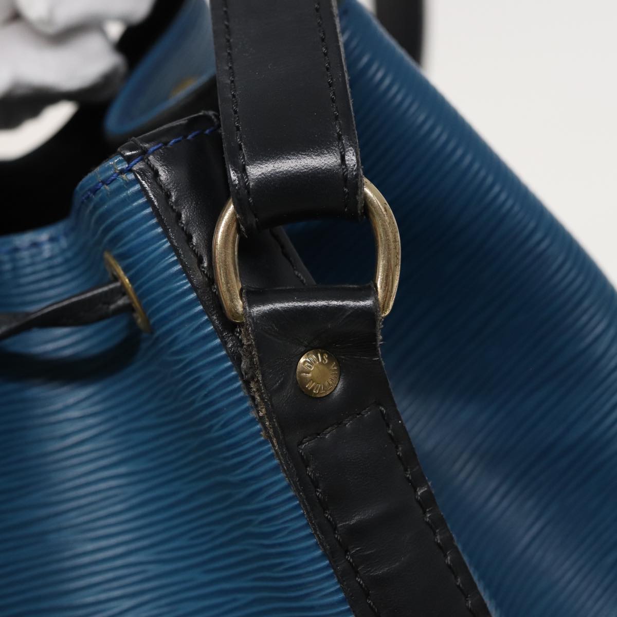 LOUIS VUITTON Epi Petit Noe Shoulder Bag Bicolor Black Blue M44152 LV Auth 79237