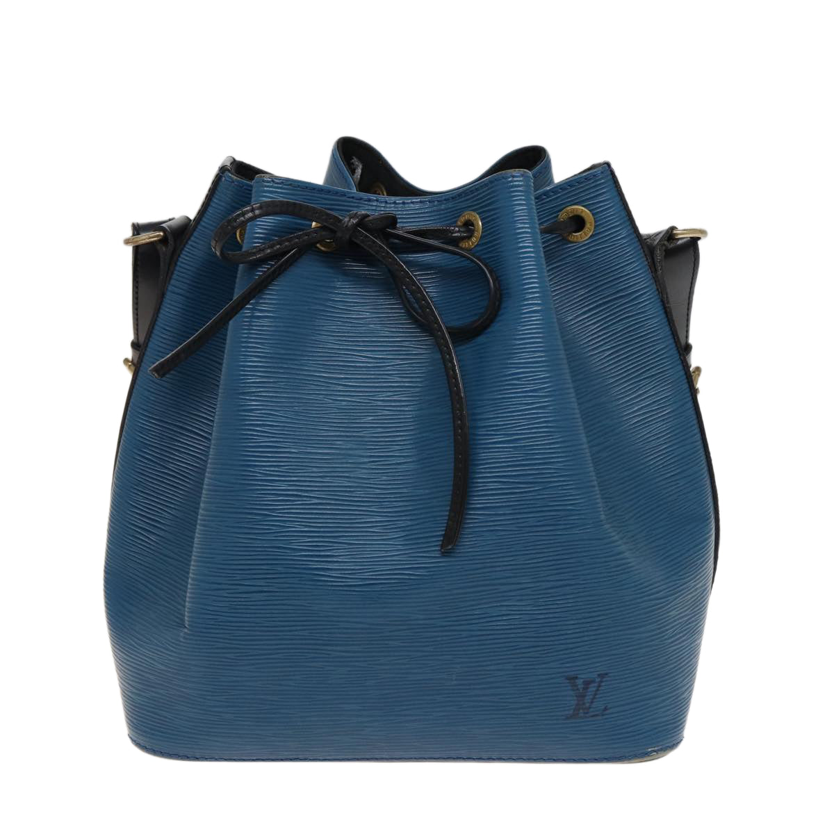 LOUIS VUITTON Epi Petit Noe Shoulder Bag Bicolor Black Blue M44152 LV Auth 79237