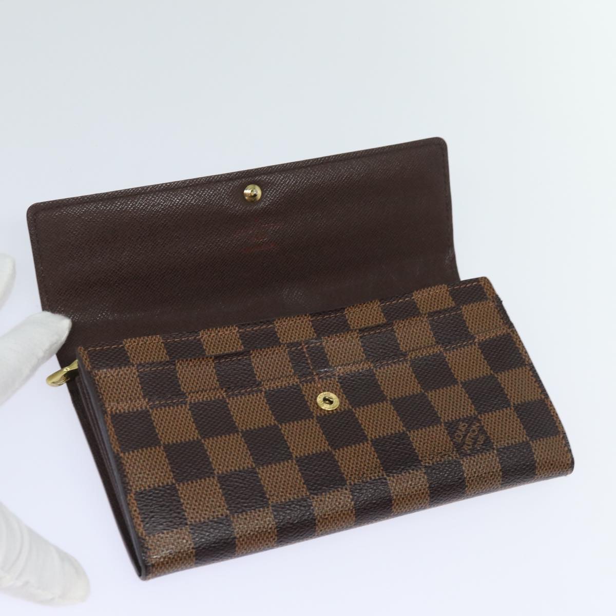 LOUIS VUITTON Damier Ebene Portefeuille Sarah Long Wallet N61734 LV Auth 79300