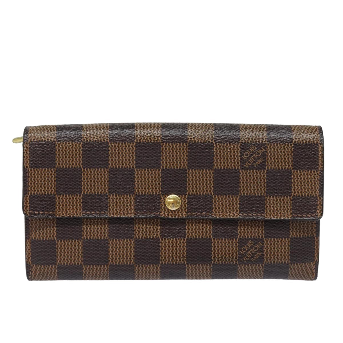 LOUIS VUITTON Damier Ebene Portefeuille Sarah Long Wallet N61734 LV Auth 79300