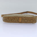 CELINE C Macadam Canvas Shoulder Bag Leather Beige Auth 79305-5
