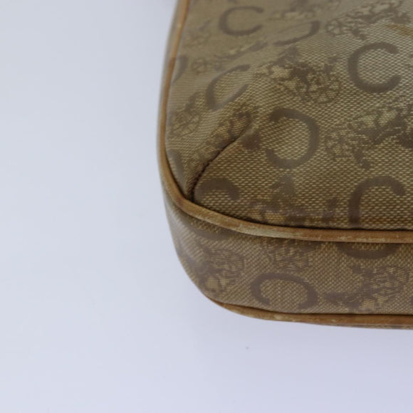 CELINE C Macadam Canvas Schultertasche Leder Beige Auth 79305