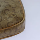 CELINE C Macadam Canvas Shoulder Bag Leather Beige Auth 79305-18
