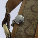 CELINE C Macadam Canvas Shoulder Bag Leather Beige Auth 79305-9