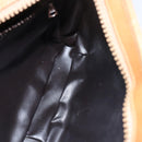 CELINE C Macadam Canvas Shoulder Bag Leather Beige Auth 79305-19