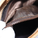 CELINE C Macadam Canvas Shoulder Bag Leather Beige Auth 79305-11