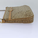 CELINE C Macadam Canvas Shoulder Bag Leather Beige Auth 79305-3
