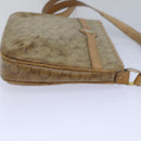 CELINE C Macadam Canvas Shoulder Bag Leather Beige Auth 79305-4