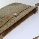 CELINE C Macadam Canvas Shoulder Bag Leather Beige Auth 79305-6