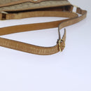 CELINE C Macadam Canvas Shoulder Bag Leather Beige Auth 79305-7