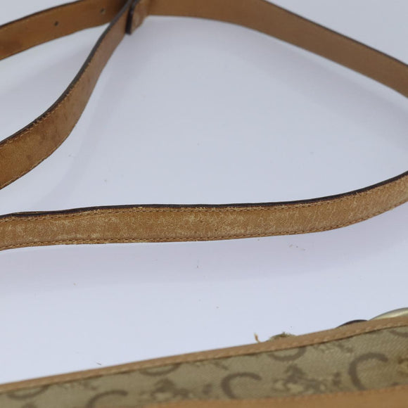 CELINE C Macadam Canvas Schultertasche Leder Beige Auth 79305