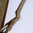 CELINE C Macadam Canvas Shoulder Bag Leather Beige Auth 79305-8