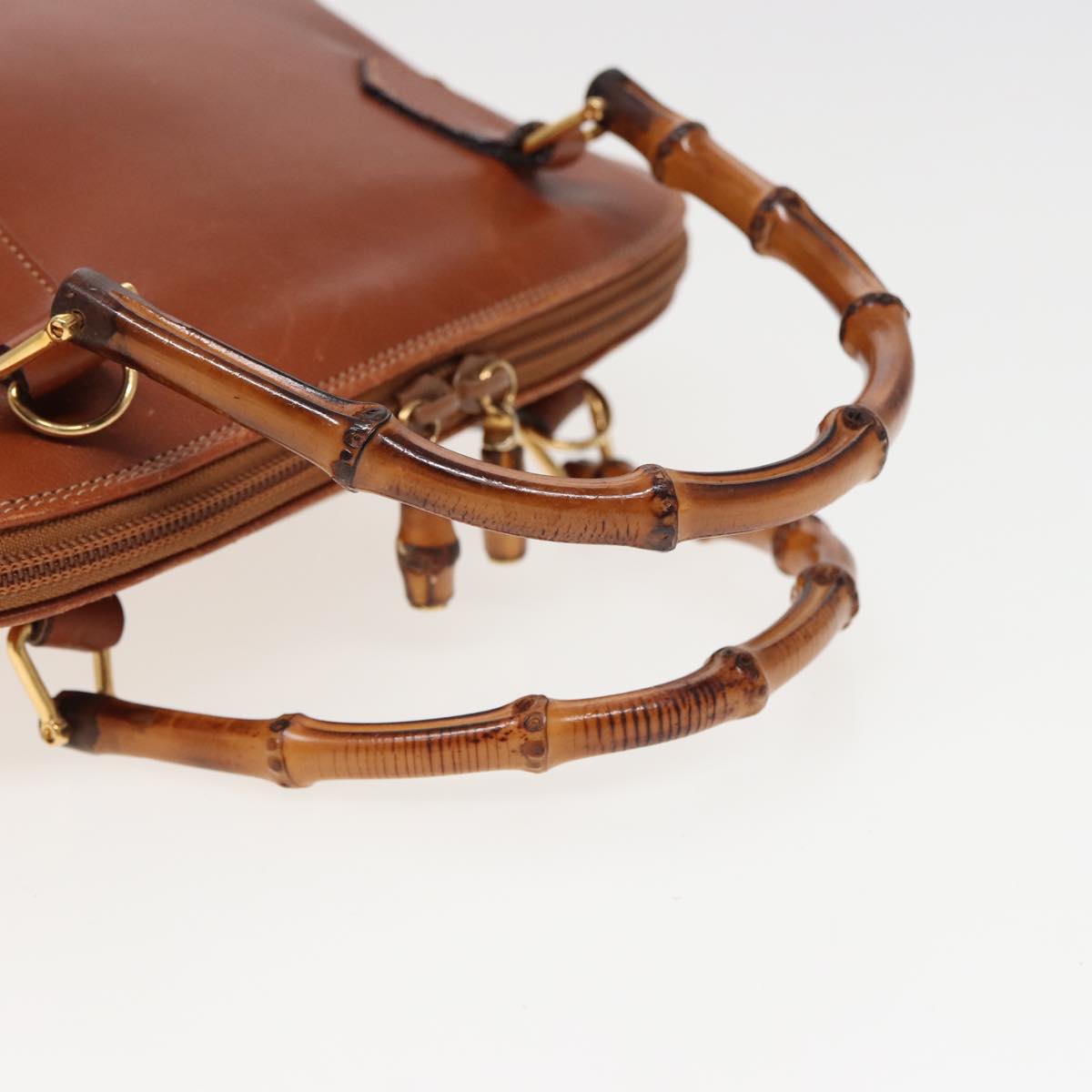 GUCCI Bamboo Hand Bag Leather 2way Brown Auth 79328