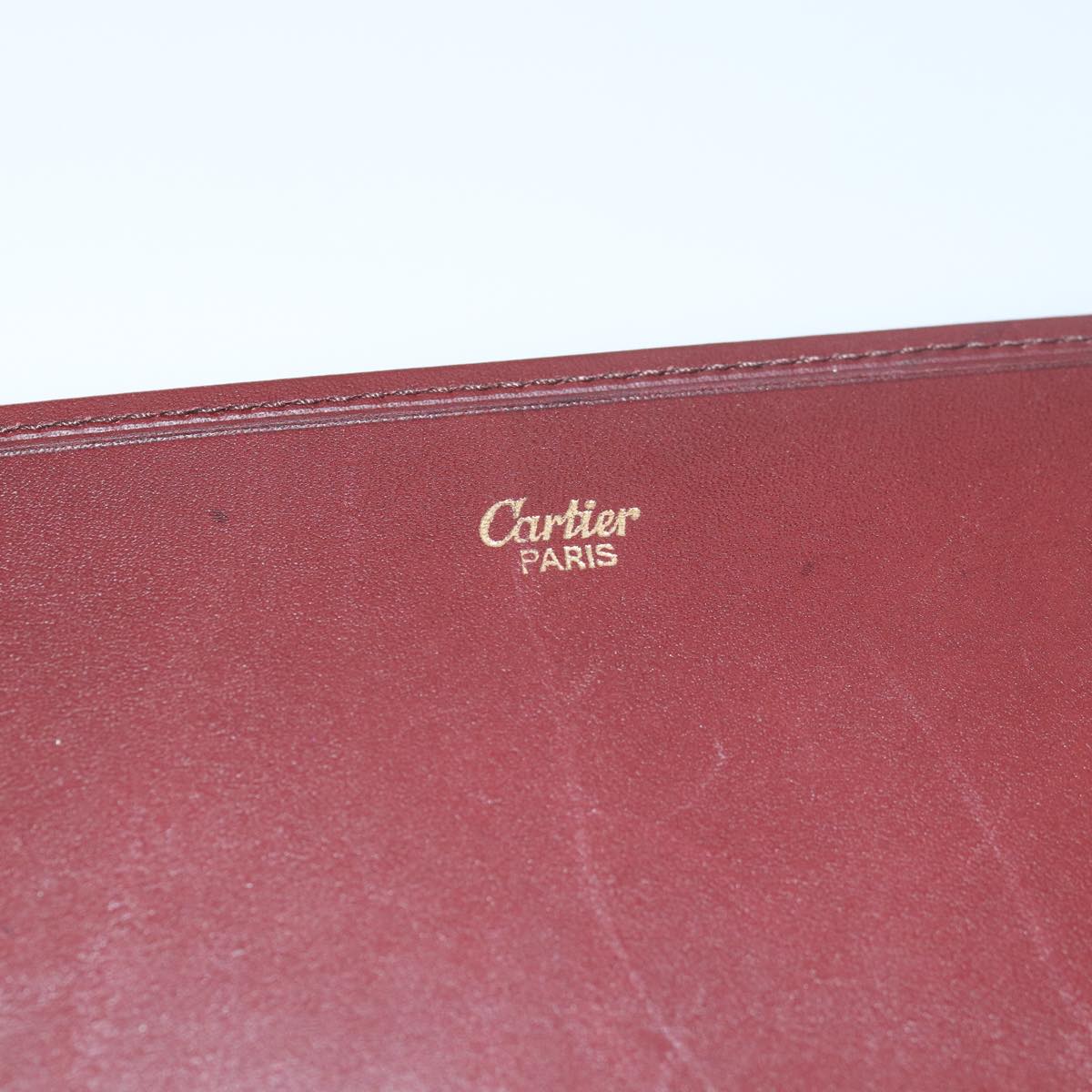 CARTIER Clutch Bag Leather Red Auth 79375