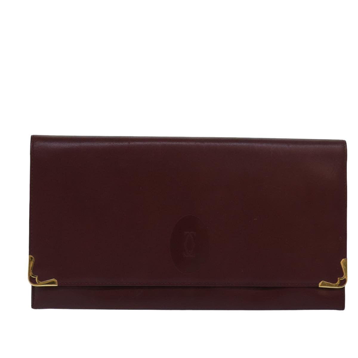 CARTIER Clutch Bag Leather Red Auth 79375 - 0