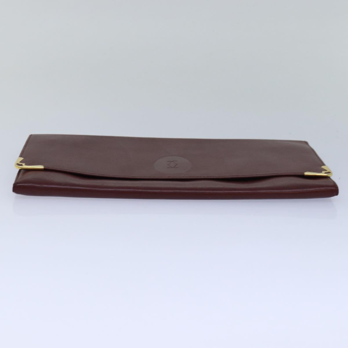 CARTIER Clutch Bag Leather Red Auth 79375