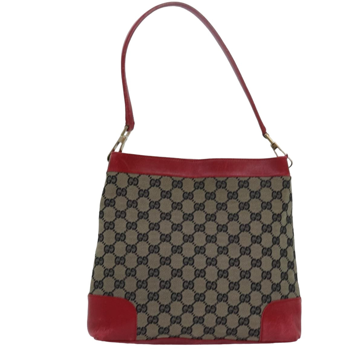 GUCCI GG Canvas Shoulder Bag Beige Red 001 4231 Auth 79380