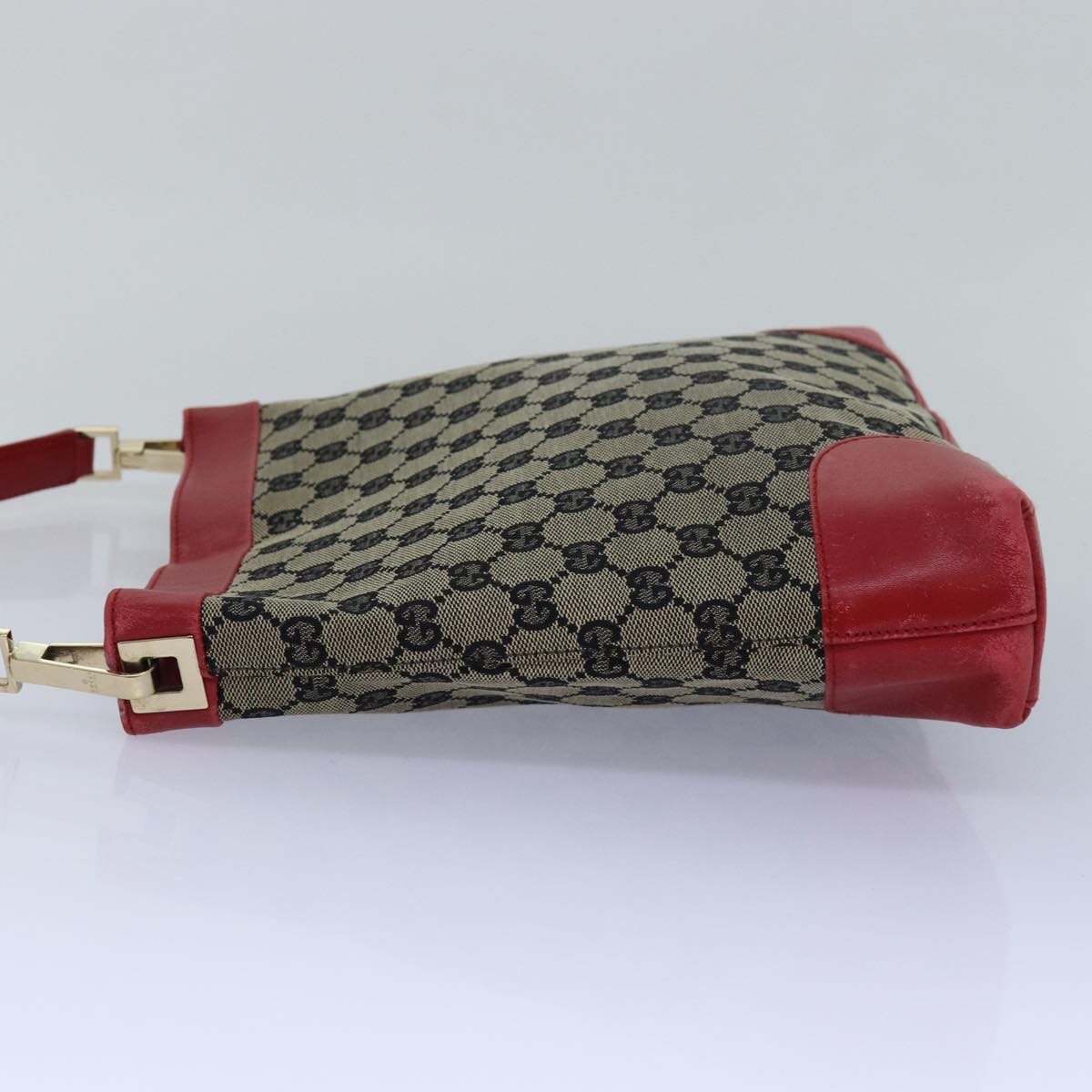 GUCCI GG Canvas Shoulder Bag Beige Red 001 4231 Auth 79380